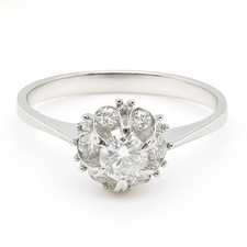 18K 750 Weißgold Diamant Solitär Unikat Ring RG 55 Geschenk Neuw.