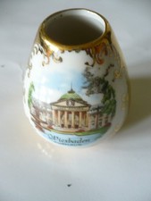 Echt Goldverzier. kl.Porzellan Väschen Andenken "Wiesbaden" Kurhaus ca. 6,5cm h.