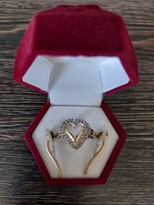 Ring Herz Bicolor 14KT 585 Brillanten Set mit Ohrringen
