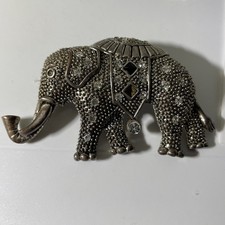 Volker Kühn Elefanten-Brosche +Steine, 43.5g, L.7cm,B.4cm,1 Onyx fehlt