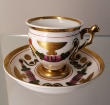 Antike KPM Berlin Empire Prunk Tasse, Löwenhenkel reiche Vergoldung 1. Wahl