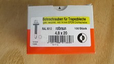 100Stück Bohrschrauben für Trapezbleche Ø 4,8x 20mm  rotbraun RAL8012 / Nr. U6 