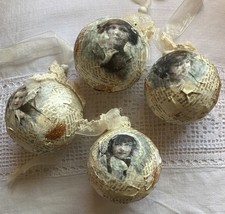 Handgefertigte Shabby Vintage Nostalgie Weihnachtskugeln Christbaumschmuck -663