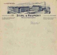 Stirl & Reupert Textilmaschinen 1910 Chemnitz Zöllnerplatz Historische Rechnung
