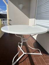 Runder Balkontisch 100x100x70cm mit 3 Stühlen & Polster,  wetterfest