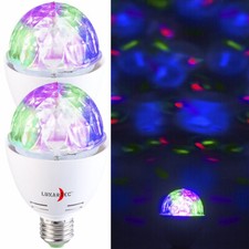 Lunartec 2er-Set rotierende Disco-Leuchten mit RGB-Farbeffekten, 3 W, E27