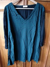 Shirt Damen 3/4 Arm Schwarz Grün Gemustert 50 52 Triangle S.Oliver