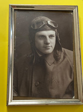 PK Foto Bild Metallrahmen Flieger Motorrad Fahrer Brille Deutsches Reich 30er J