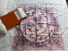 Hermès Carré Tuch "Cirque Molier" rosè, 100 % Seide, 90 x90, Philippe Dumas