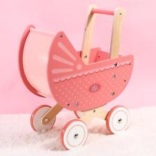 Holz rosa Puppenwelt Kinderwagen Mitschiebespielzeug Lauflernwagen Prinzessin Rollenspiel Kinderwagen