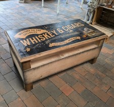 COUCHTISCH  WHISKEY & CIGARS GENTLEMANS CLUB HOLZ WHISKY BAR PUB TISCH NEU