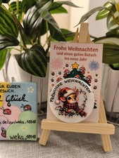 Handbemalter Stein/ Weihnachtsstein/lackiert/Unikat/Karte & Verpackung/ca 5 cm