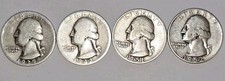 4x USA 1/4 Dollar Washington Quartier 1939 1942 1951 1952 Silber Münze