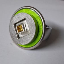 Traum - Wechselköpfchen mit facettierten  Citrin Carre gefasst in massiv Silber