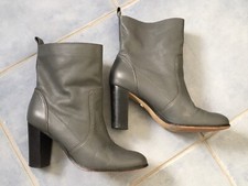 Sommerkind Stiefelette Ankle Boots Leder, grau, Gr. 39, 8 cm Absatz, getragen