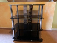 Phonowagen auf Rollen schwarz Glas