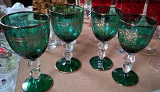 4 tolle Gläser Weingläser verziert Antik Shabby Selten Rarität Vintage 