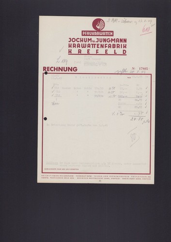 Krefeld rechnung 1949 jochum - rechnung,