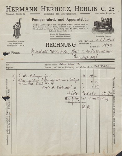 Berlin rechnung 1925 - 25,,