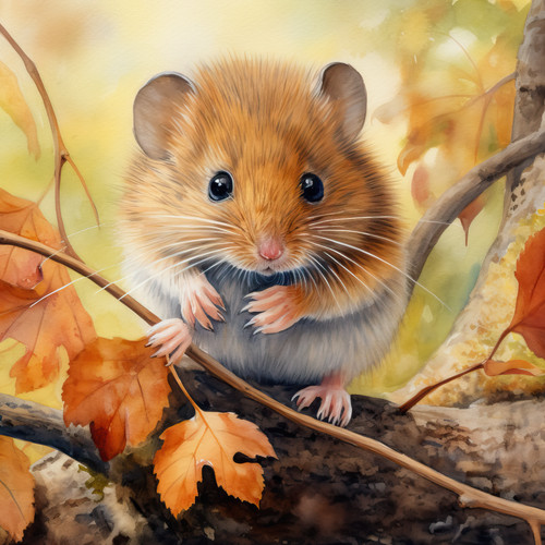 Wandbild maus wald herbst - maus,