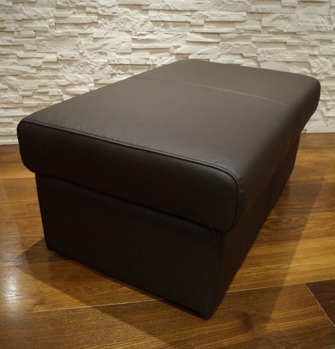 Dunkelbraun echtleder hocker - dunkelbraun,