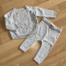 C&A Strickset Set Hose Pullover Gr. 68 grau Warm Pulli Baby Wickelpulli Winter 