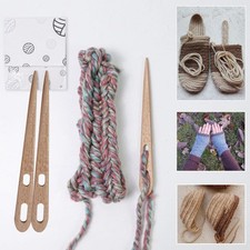 2x Stricknadel großes Auge Holz DIY Handarbeit gestrickt Wandbehang Weben