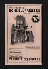 STUTTGART-BAD CANNSTATT, Werbung 1935, Werner & Pfleiderer Schnellpressen