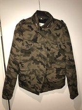 Sehr Schöne Armee Mantel Weste Jacke In Camouflage Khaki Strass Größe L Strass