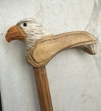 Vintage Schnitzerei Adler Kopf Griff Holz Gehstock Cane Handmade Geschenk