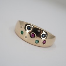 EXKLUSIVER DIAMANTRING RUBIN,SAPHIR,SMARAGD IN 585/GELBGOLD RW:56