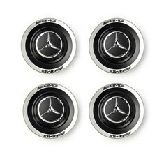 4x Mercedes AMG Nabendeckel Deckel A0004005700 9283 mattschwarz / Silber