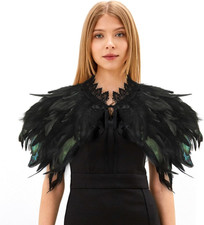 Schwarzer Federkragen mit Bändern, Kostüm-Accessoire für Erwachsene