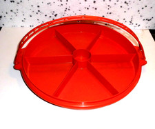 Tupperware Schlemmerrunde große Servierplatte m.Deckel rot Ø 30cm 7 Abtrennungen