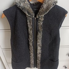 Damen Winter Weste Dunkel Grau/Schwarz 44 mit Kaputze