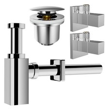 kör4u Design-Set Cube - Siphon mit Pop-Up Ablaufventil und zwei Eckventilen