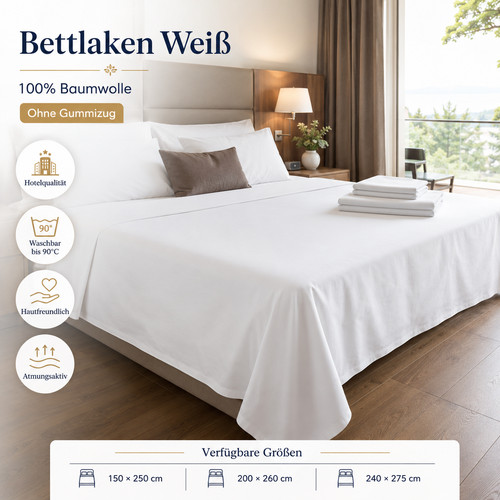 Bettlaken 100 baumwolle weiß - bettlaken, 100%