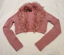 YVONNE CATTERFELD Damen Strick-Bolero Jäckchen, rosa, Plüschkragen Gr.S