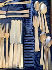 39 teiliges Silberbesteck,  Menü Besteck , 90 Silber Auflage, WMF 2500 Art Deco