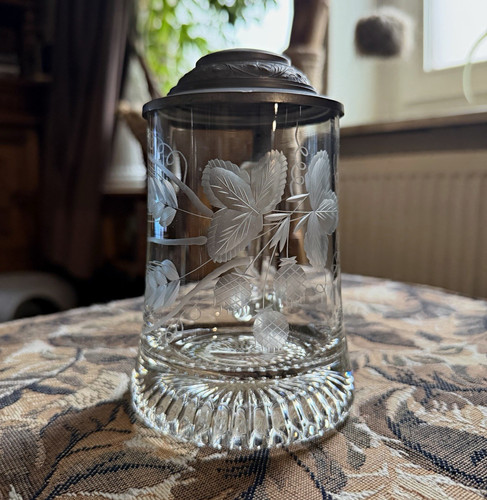 Vintage bierkrug glaskrug mit - vintage,