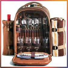 Picknick-Rucksack mit Kühlfach und abnehmbarem Weinhalter für 4 Personen