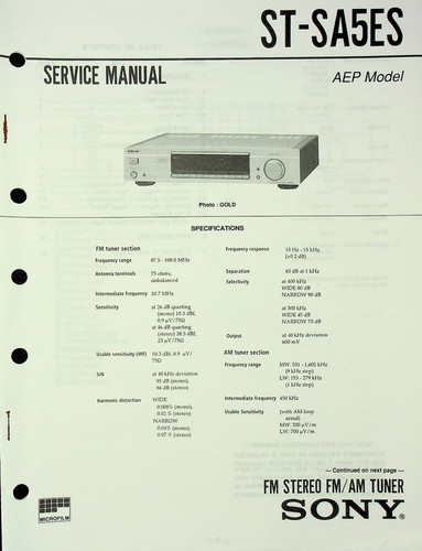 Service manual sony sa5es - sony, st-sa5es
