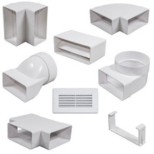 Flachkanalsystem 55x110mm Abluftkanal Flachkanal Verbinder T-Stück Kanalbogen