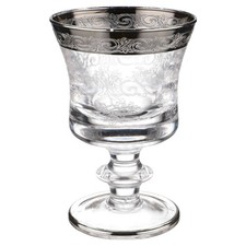 Süßwein Portwein H 10,5 cm Murano Glas Medici Platinrand