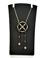 filigranes Collier - Jugendstil - Diamanten + Diamantrosen - 585er Gold / Silber