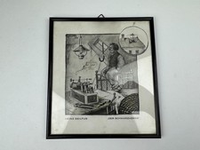 Heinz Geilfus „Der Schwarzhörer“ Grafik Funk Radio Sammler in uralt Rahmen