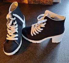 Damen Sneaker Platform Schuhe schwarz Große 37