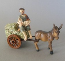 Esel mit Hirte auf Heuwagen