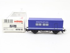 Märklin H0 00758-02 Güterwagen Containerwagen Einsatzleitung THW blau OVP