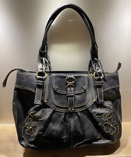 Ledertasche Leontine Hagoort schwarz Gold Nieten Ranken cool Damen Handtasche